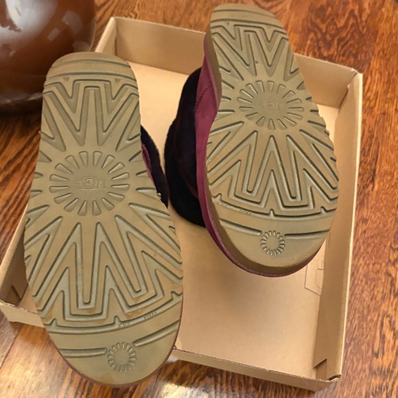 UGG Women's Burgundy Suede Fur Boots - Picture 3 of 5